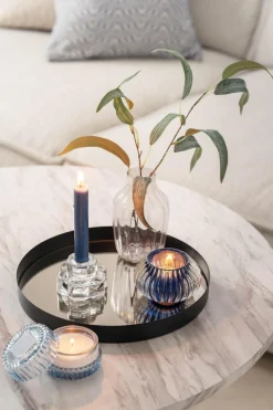 Kremmerhuset Telysholder rille mørk blå| Lysestaker